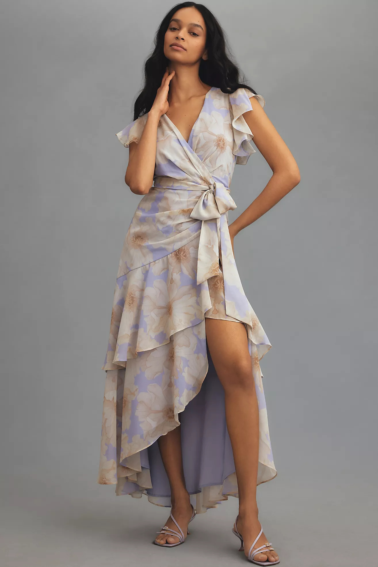 Hutch Ruffle-Sleeve Wrap Midi Dress | Anthropologie (US)