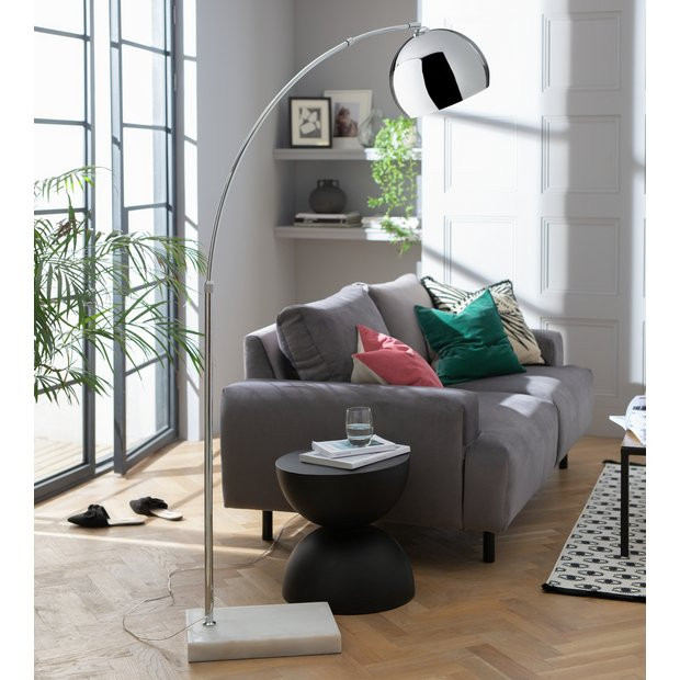 Buy Habitat Nalone Arc Floor Lamp – Chrome & Marble | Floor lamps | Habitat | Habitat UK