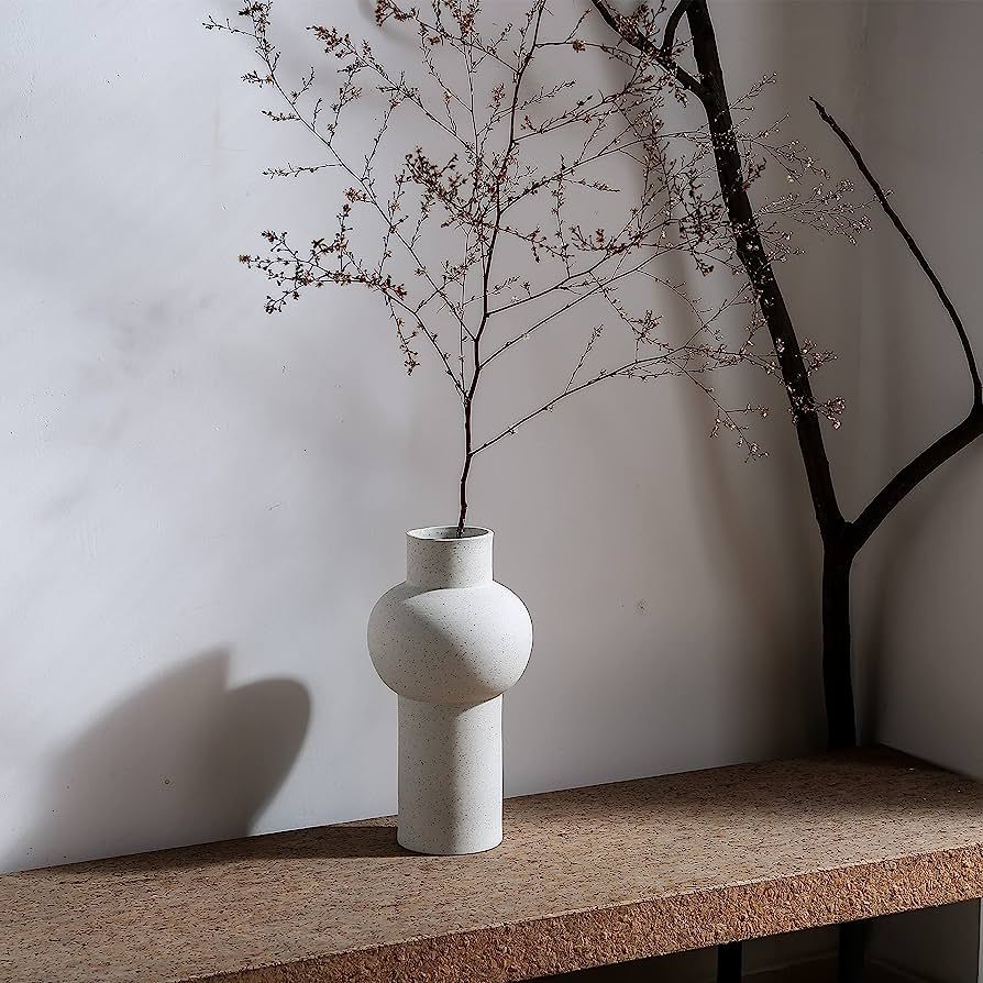 White Ceramic Vase for Pampas Grass,Modern Flower Vase,Large Ceramic Vases for Home Decor,Farmhou... | Amazon (US)