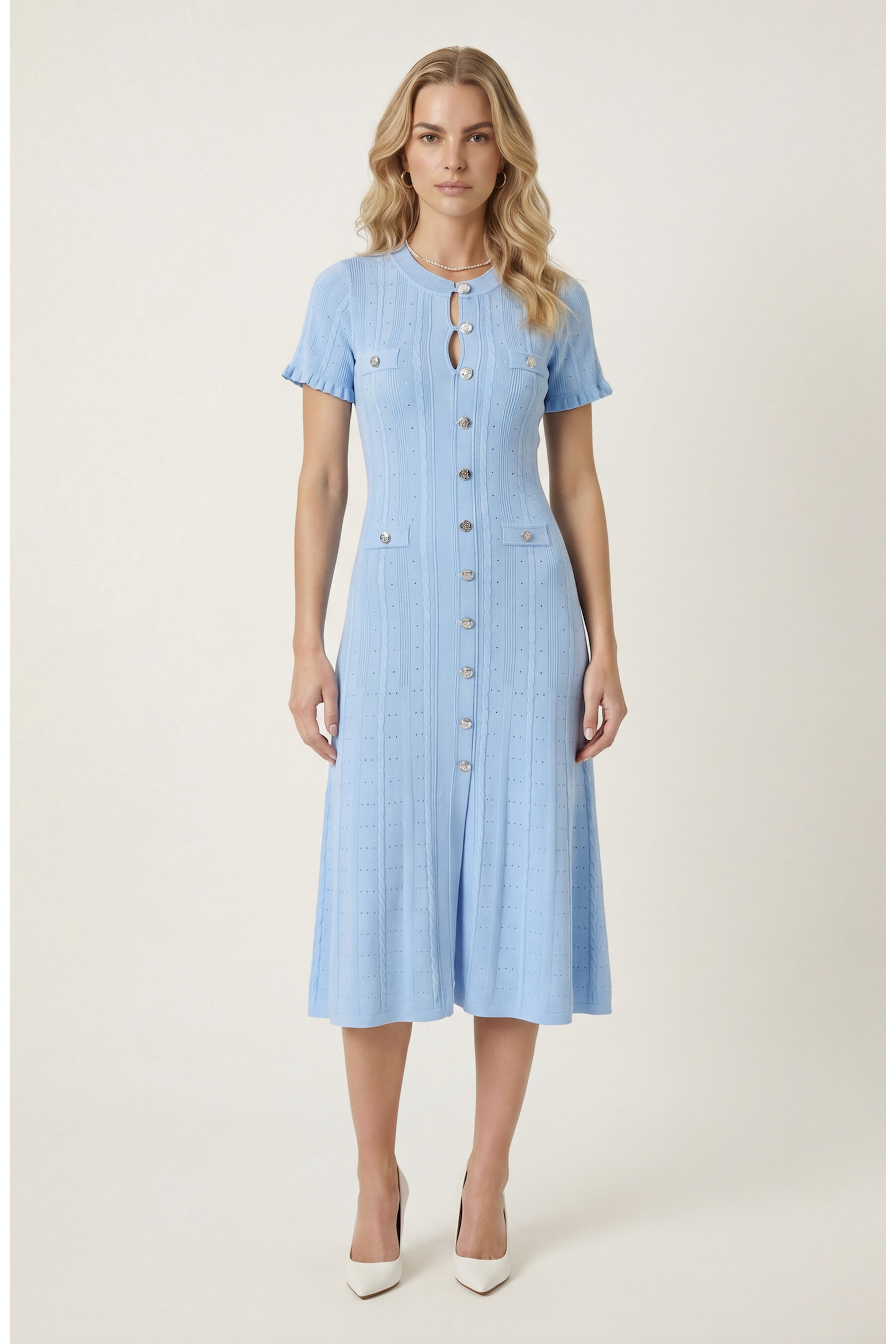 Button Front Knit Short Sleeve Midi Dress (Women) | Nordstrom | Nordstrom
