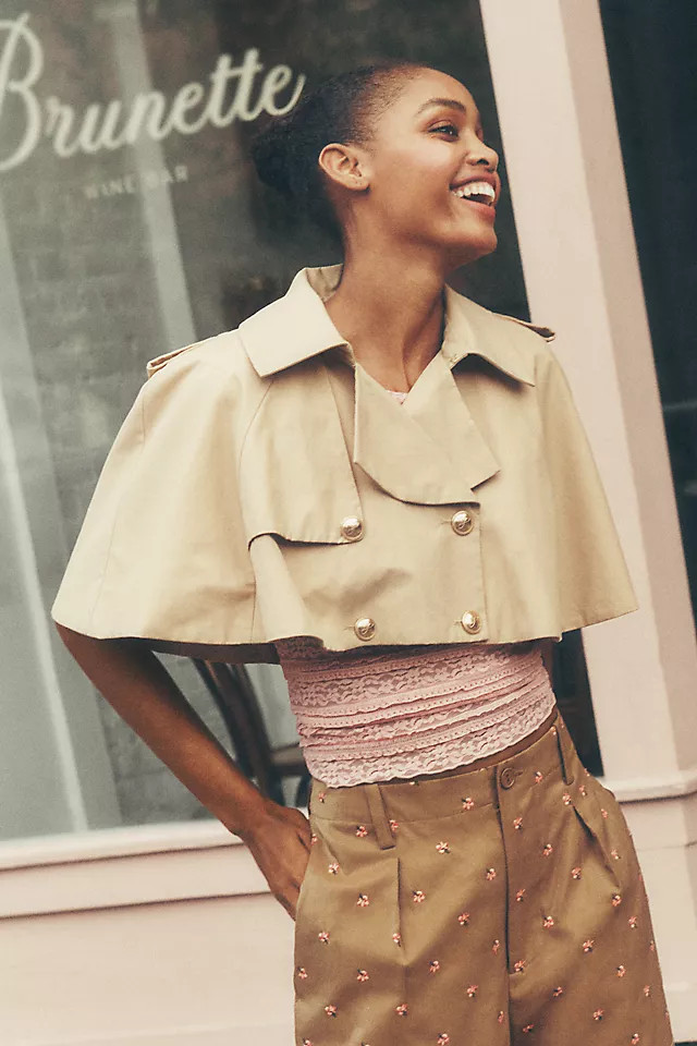 Cropped Trench Cape Jacket | Anthropologie (US)