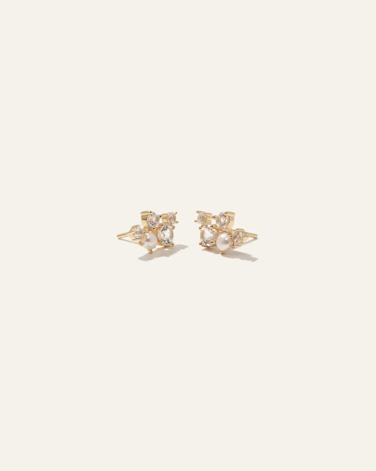 Mini Topaz Pearl Sparkle Climber Earrings | Quince