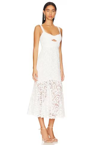 SAYLOR Lesli Midi Dress in White from Revolve.com | Revolve Clothing (Global)