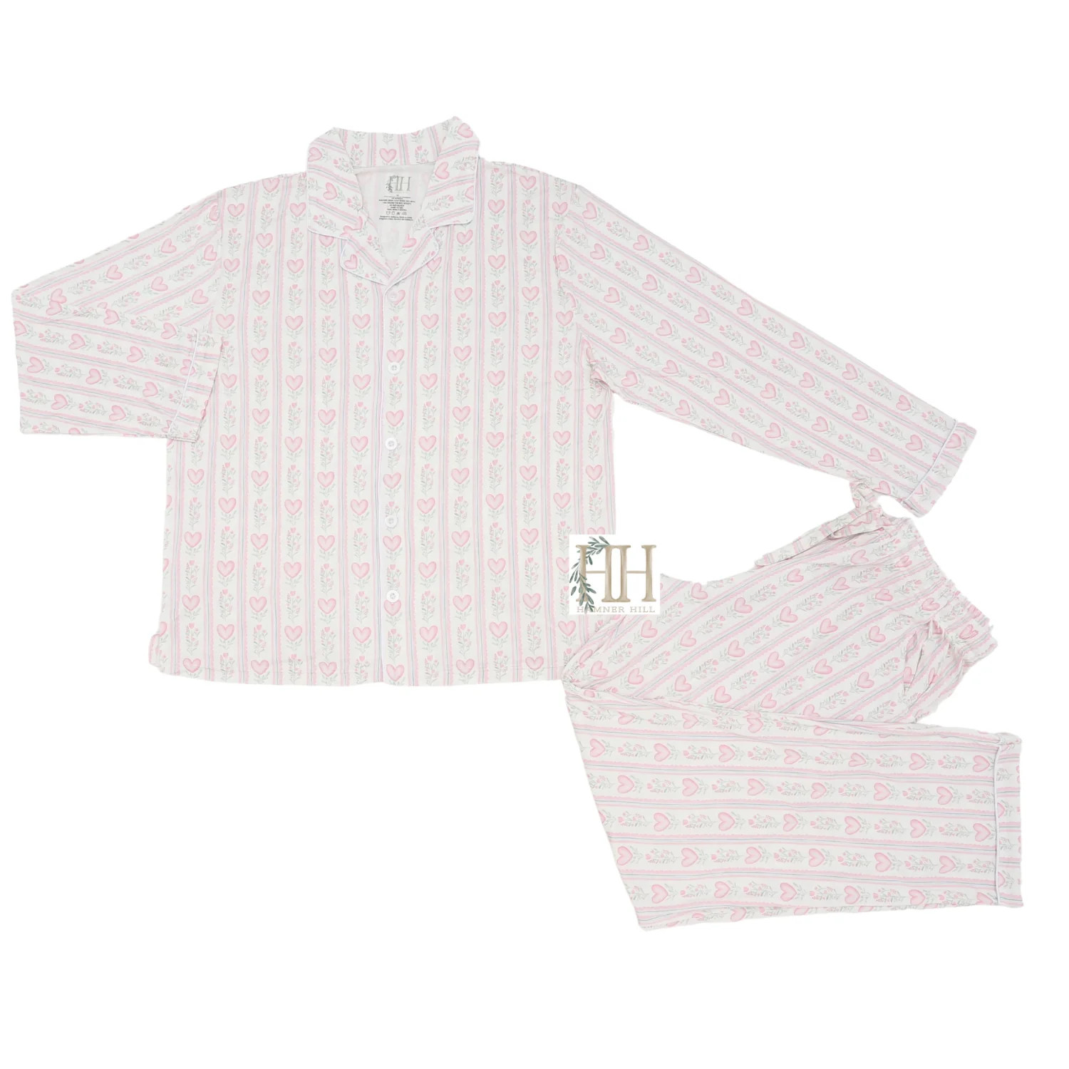 Womens Floral Heart Button Down Loungewear Set | Hamner Hill
