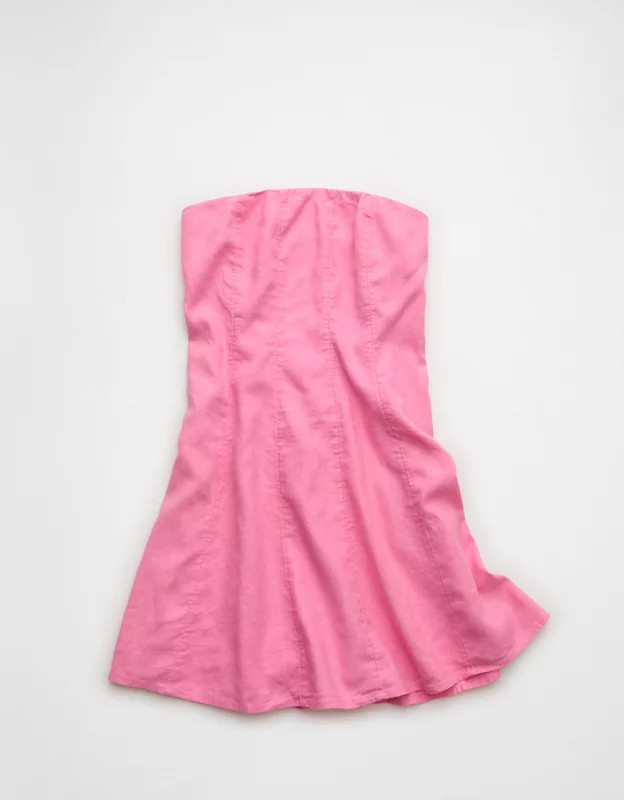 AE Linen-Blend Strapless Mini Dress | American Eagle Outfitters (US & CA)