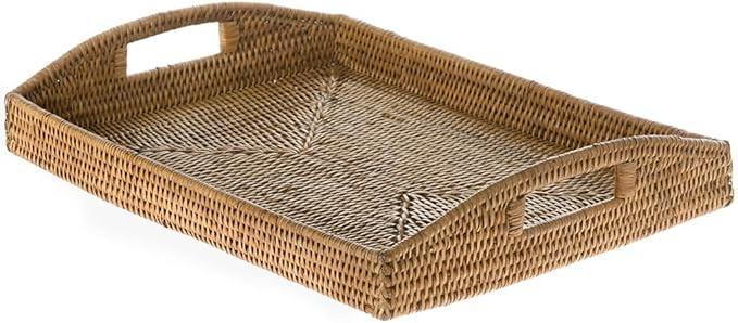 KOUBOO 1020042 La Jolla Rattan Rectangular Serving Tray, 18" x 13.5" x 3.5", Honey Brown, Large | Amazon (US)