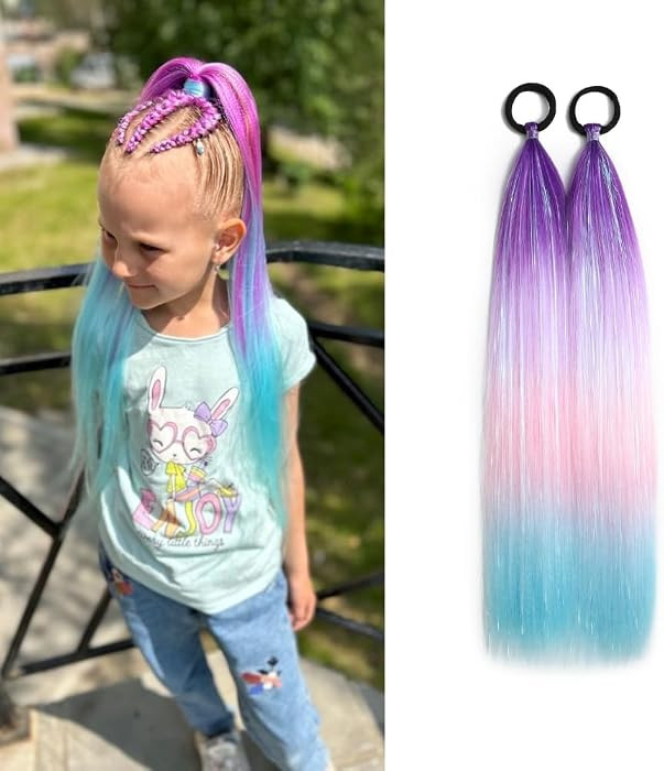 Ombre Ponytail Hair Tinsel Extensions, Synthetic Hair Extension For Women Girls Hair Accessories ... | Amazon (US)