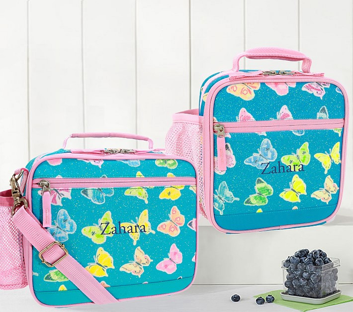 Mackenzie Rainbow Butterfly Glitter Lunch Boxes | Pottery Barn Kids