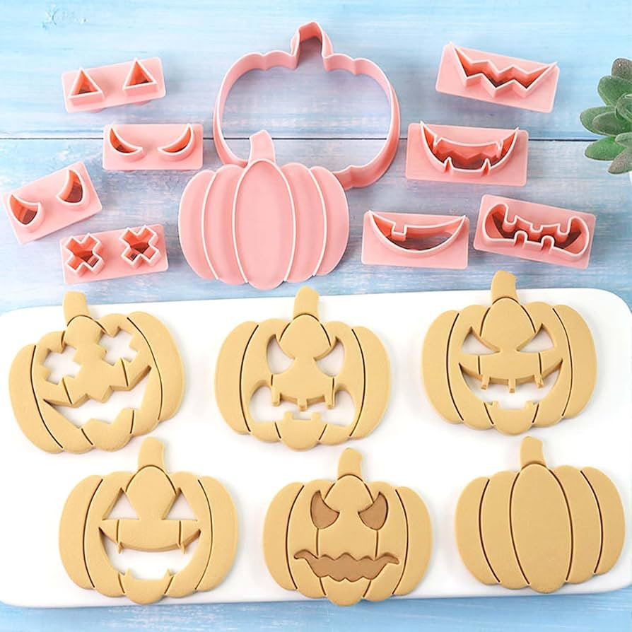 Mini Pumpkin Cookie Cutters, DIY 3d Halloween Raised Design Cookie Stamps     Cookie Cutter Set s... | Amazon (US)
