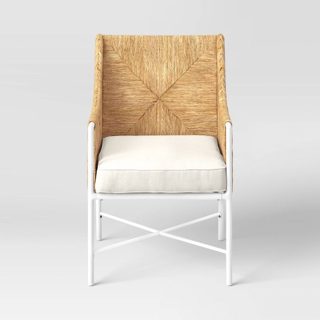 Stanton 2pk Rush Weave Club Chairs - White/Natural - Threshold™ designed with Studio McGee | Target