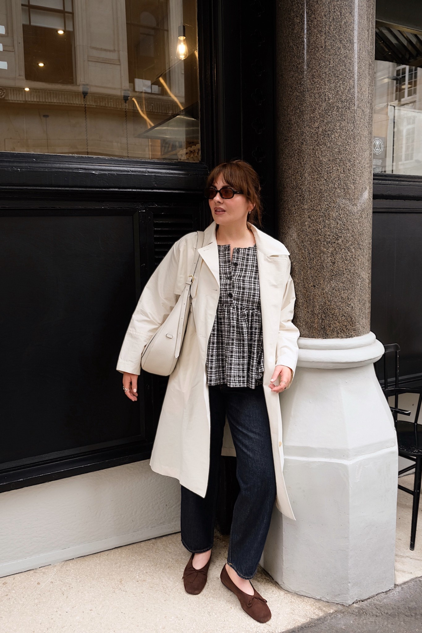 City exploring 👋🏼

#smocktop #checkedtop #trenchcoat #balletflats #citystyle #chicstyle #minimaloutfit 

#LTKuk #LTKstyletip #LTKsummer