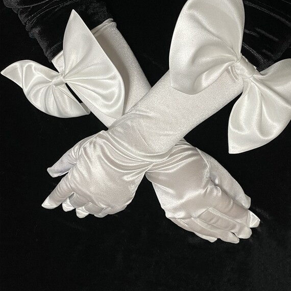 White Satin Opera Glovesblow Glovesvintage Hepburn - Etsy | Etsy (US)