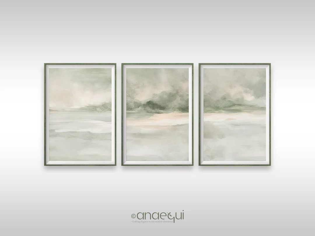 Modern Neutral Abstract Printable Wall Art Set of 3, Sage Green Earthy Color Palette, Minimalist ... | Etsy (US)