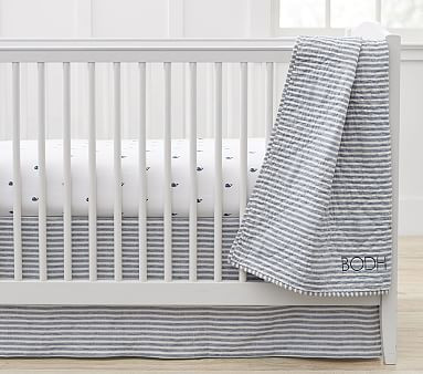 Montauk Stripe Belgian Flax Linen Baby Quilt | Pottery Barn Kids