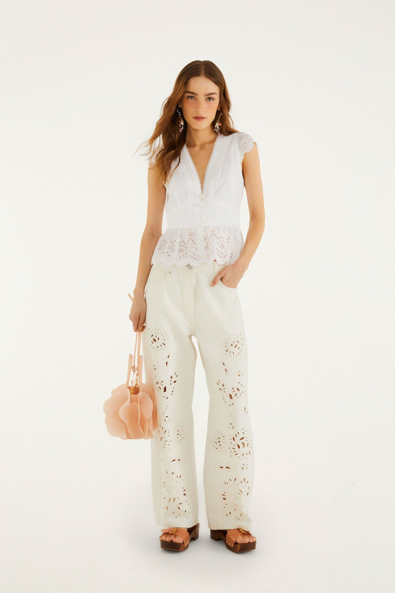 Off-White Embroidered Lace Blouse | FARM Rio | FarmRio (US)