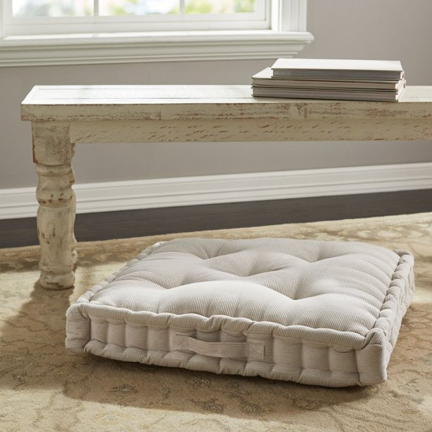 Better Homes & Gardens Corduroy Tufted Square Floor Cushion, 24" x 24" Smoke - Walmart.com | Walmart (US)