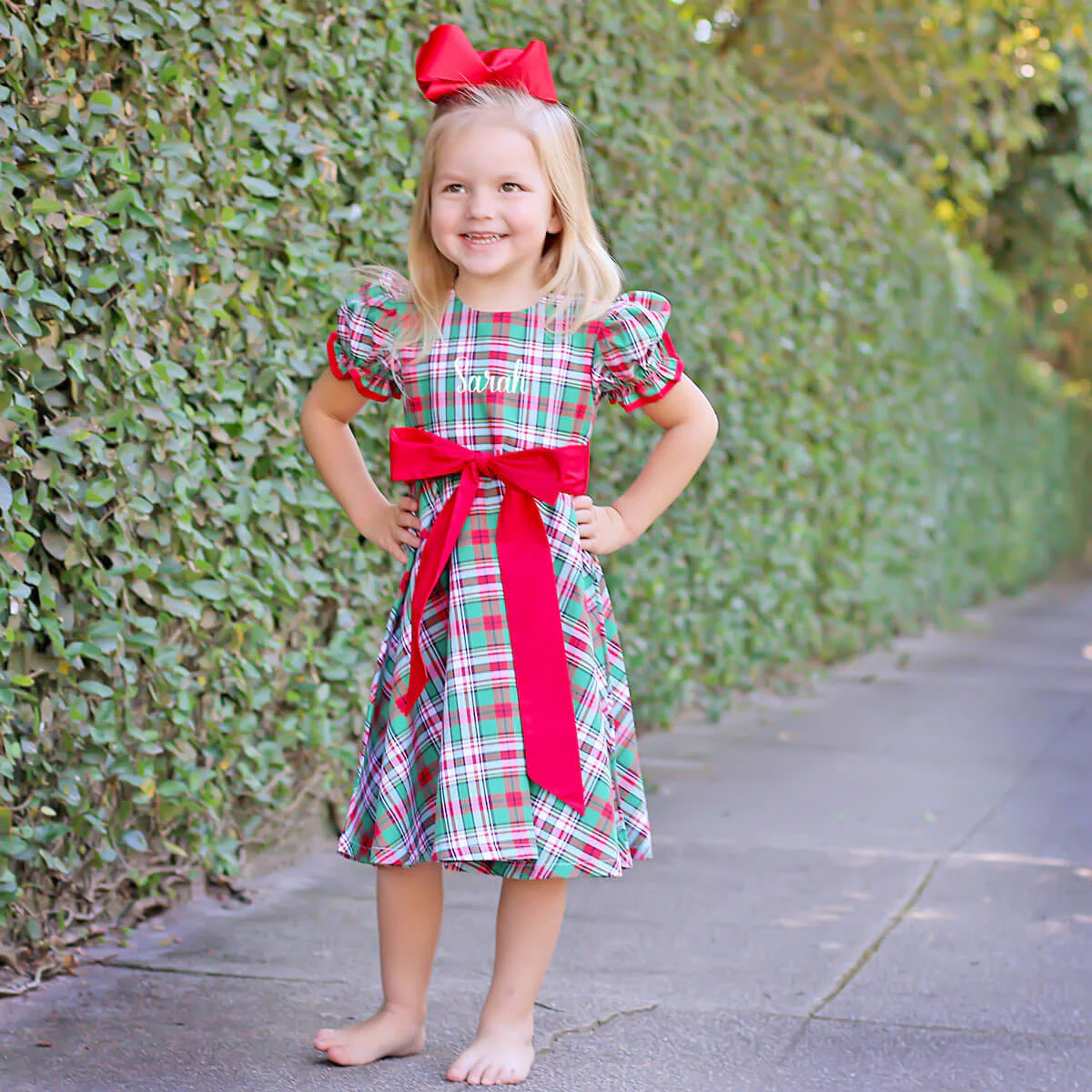 Merry & Bright Plaid Sash Dress | Classic Whimsy