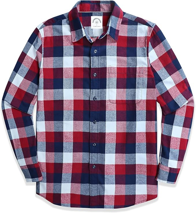 Dubinik Flannel Shirts for Men Long Sleeve Button Down Plaid All Cotton Casual Shirt with Pocket | Amazon (US)