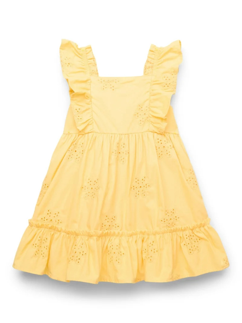 Wonder Nation Toddler Girls' Cotton Eyelet Dress with Flutter Sleeves, Sizes 12M-5T - Walmart.com | Walmart (US)