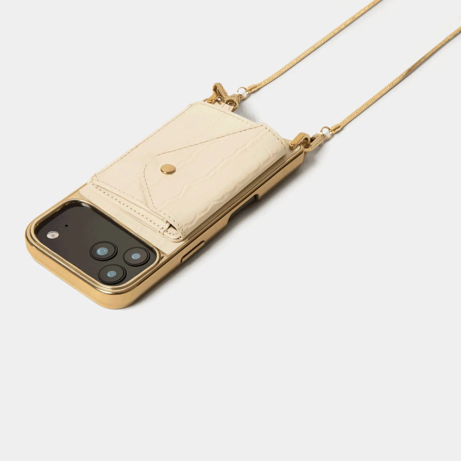 Remi Ivory Croc Gold Magnet Wallet Phone Case | Bandolier