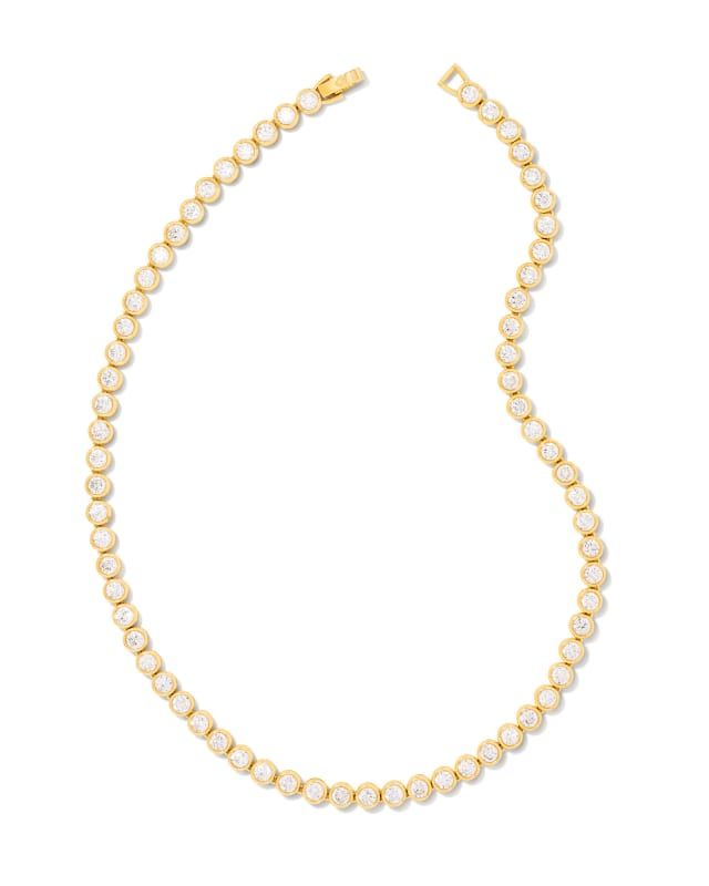 Carmen Gold Tennis Necklace in White Crystal | Kendra Scott