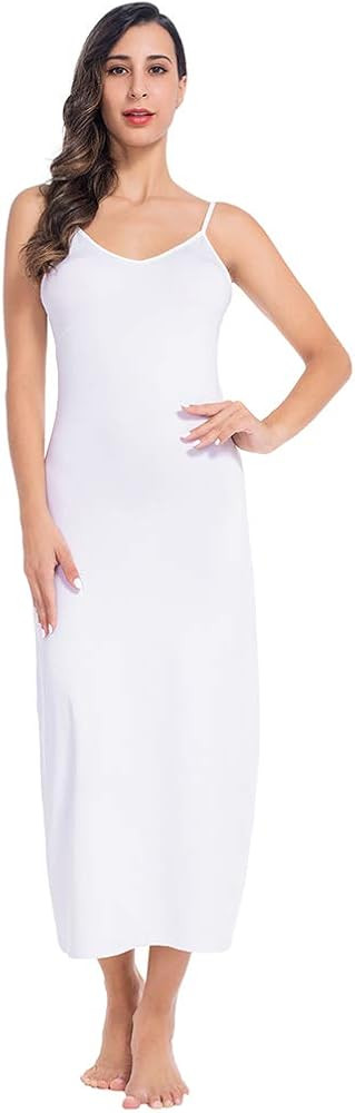 MANCYFIT Long Slips for Under Dresses Full Length Adjustable Spaghetti Strap Nightgown | Amazon (US)