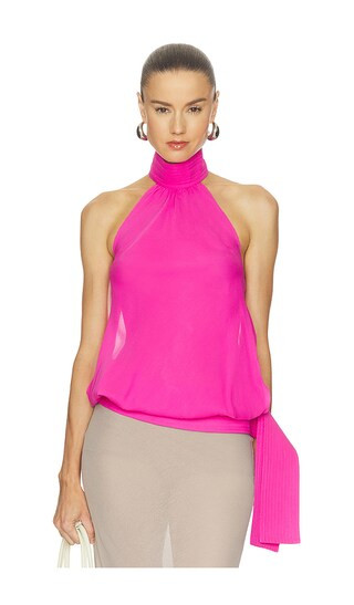 Bubble Top in Pink Silk | Revolve Clothing (Global)