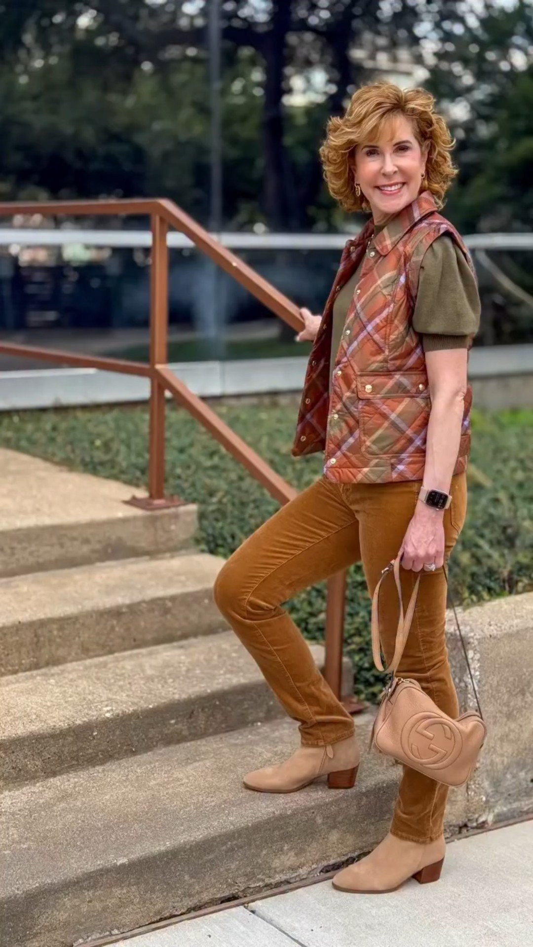 Taking a break from the beach content 🌴 to bring you a little fall flavor! 🍁 This look features my favorite fall purchase so far — this darling plaid vest! The colors, the pattern, the cozy vibe…it’s fall perfection. I paired it with soft corduroy pants, a puff-sleeve sweater, and neutral accessories for an easy, pulled-together look that’s perfect for everything from errands to lunch with friends.

I hope it’s feeling fall-ish where you are! 🍂 Comment LINK, and I’ll send you details on this look and the exact vest I’m loving!

#fallstyle #midlifefashion #emptynestblessed #falloutfitideas #styleover50 #over50fashion