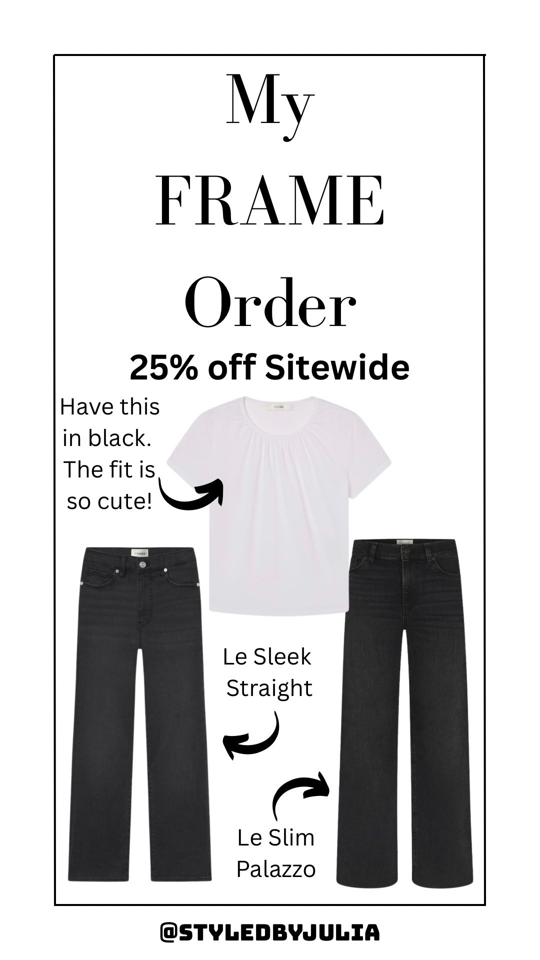 Fall sale frame denim straight leg wide leg fall outfits white tshirt white tee simple style looks minimal chic

Love when FRAME has a sale! 😍 
I already have this tee in black. The fit is so cute I had to order in white while it’s on sale. 
Love the fit of Le Slim Palazzo! Had to order black for fall. 
& of course had to order a black straight leg for fall!  🍂

#LTKSeasonal #LTKMidsize #LTKSaleAlert
