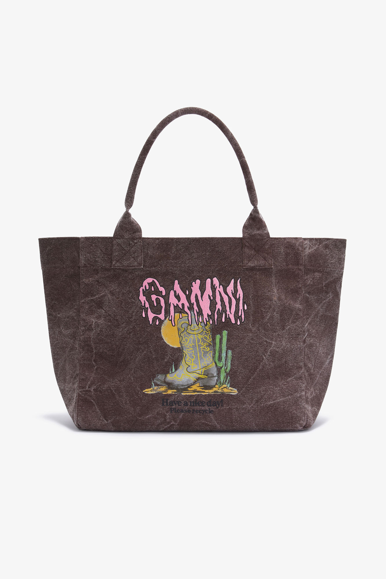 Brown Medium Western Boot Tote | Ganni