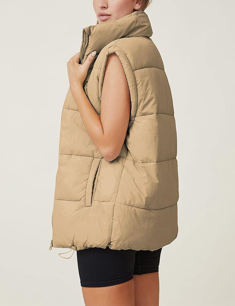 Xiaoxuemeng Womens Puffer Vest Collared Sleeveless Zip Up Padded Gilet Jacket Outwear | Amazon (US)