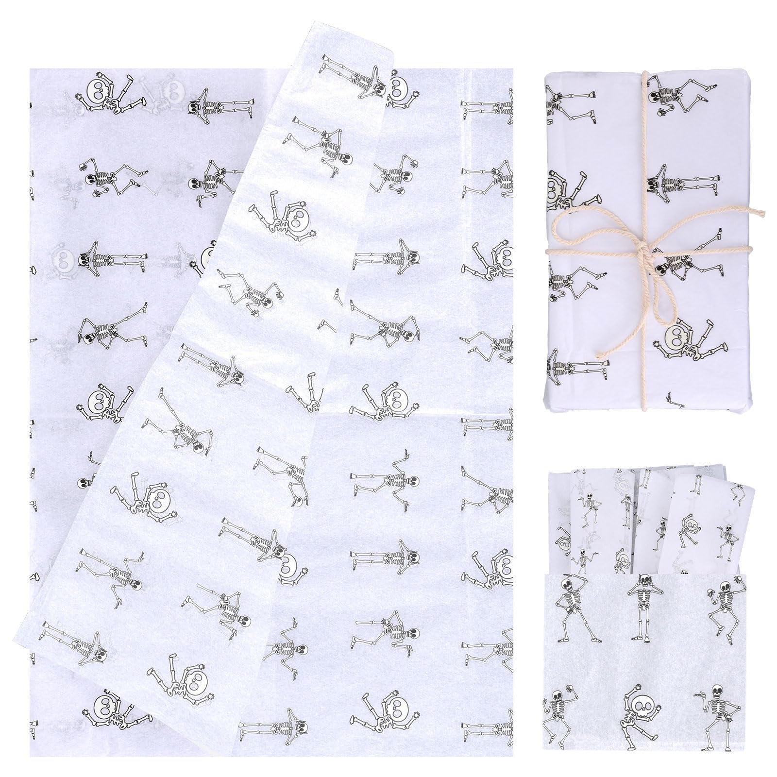30 Sheet Skeleton Tissue Paper, 13.78x19.68in Halloween Skull Goth Gift Gothic Wrapping Paper for... | Amazon (US)