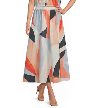 Coordinating Woven Prism Pull-On Midi Skirt | Dillard's
