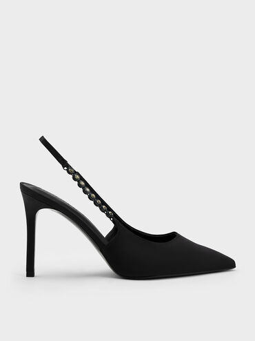Flores Recycled Polyester Gem-Strap Slingback Pumps
    
         - Black | Charles & Keith US
