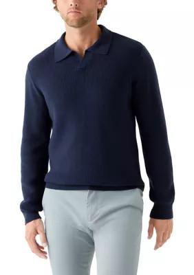 Lucky Brand Men's Johnny Collar Polo Sweater, Navy Blue, Small | Belk