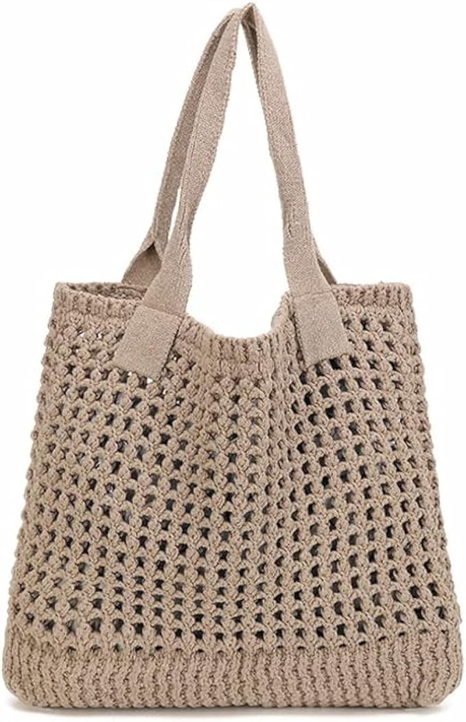 ENBEI Women's Beach Tote Bag, Crochet Knit Hollow Design, Stylish Tote for Beach,Travel and Every... | Amazon (US)