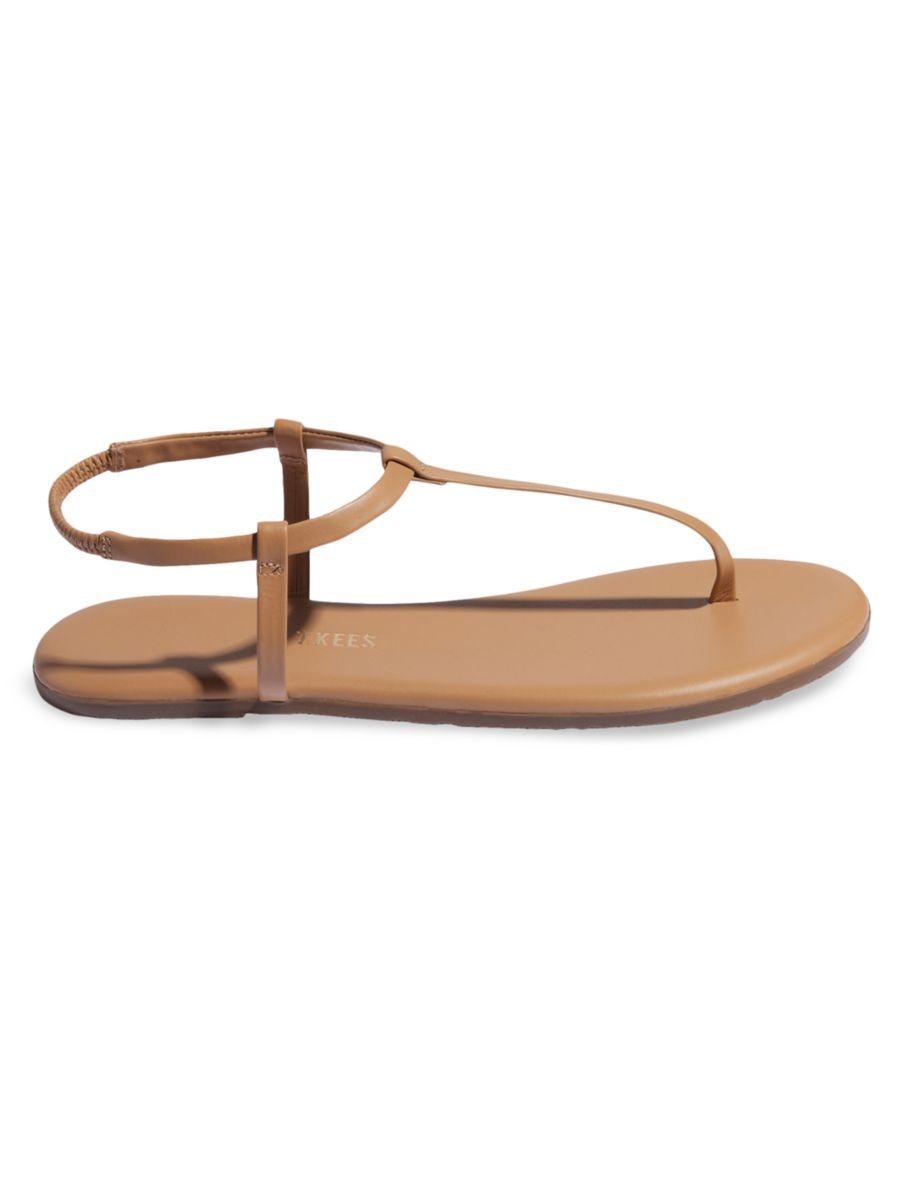 Foundations Matte Leather T-Strap Sandals | Saks Fifth Avenue