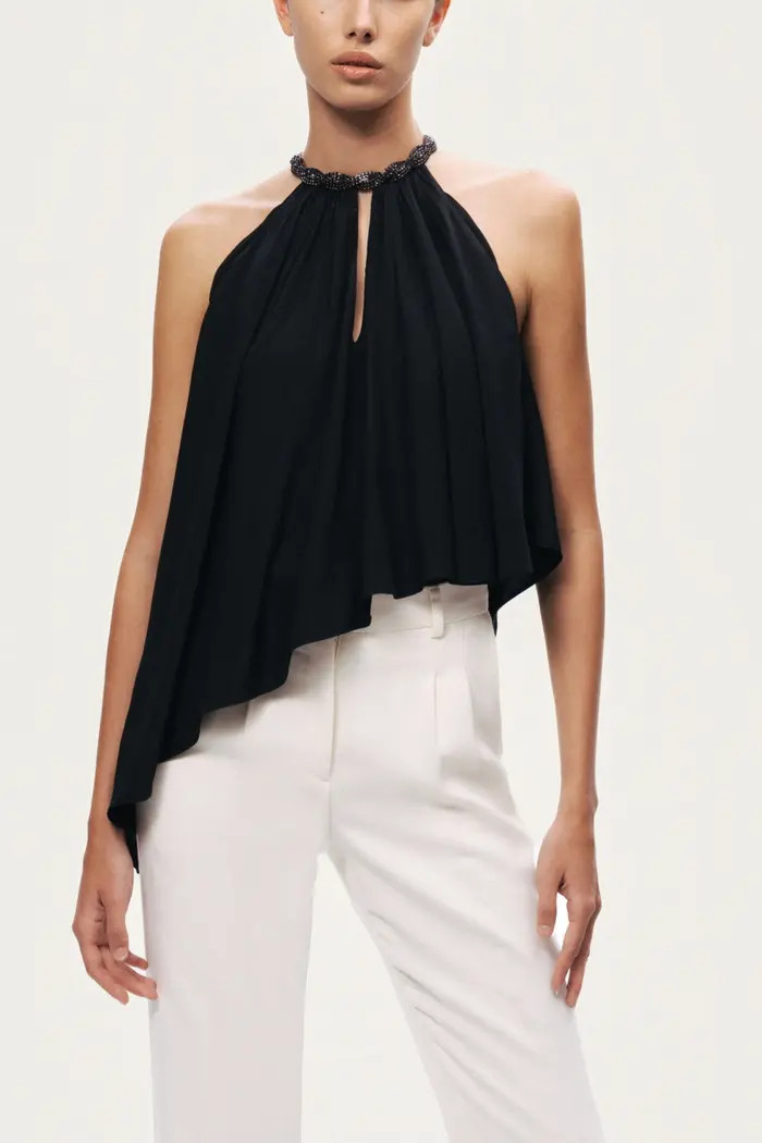 Nocturne Embellished Halter Blouse | Nordstrom | Nordstrom