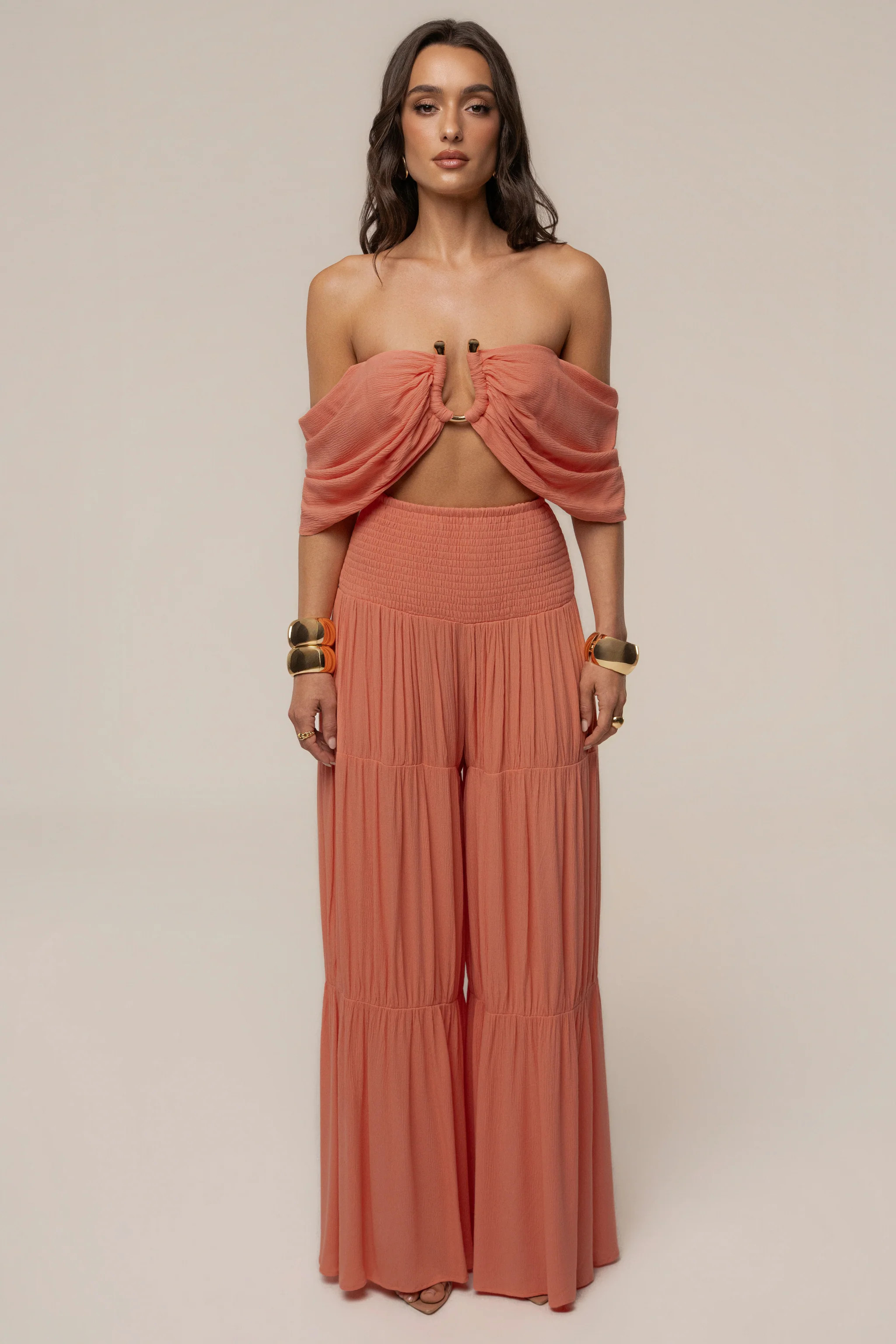 Peach Hidden Gems Tier Pant Set | JLUXLABEL US