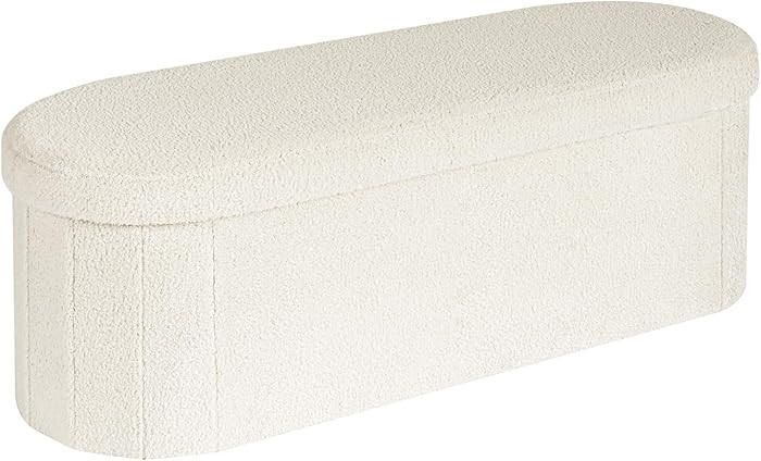 B FSOBEIIALEO Ottoman with Storage for Living Room, Sherpa Folding Storage Ottoman Foot Rest, 43.... | Amazon (US)