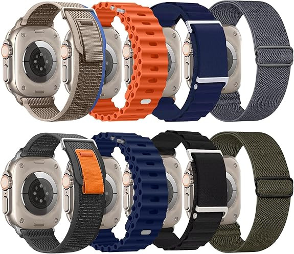 omee 8 Pack Compatible with Apple-Watch-Ultra-Band 49mm 46mm 45mm 44mm for Men Women,Breathable T... | Amazon (US)