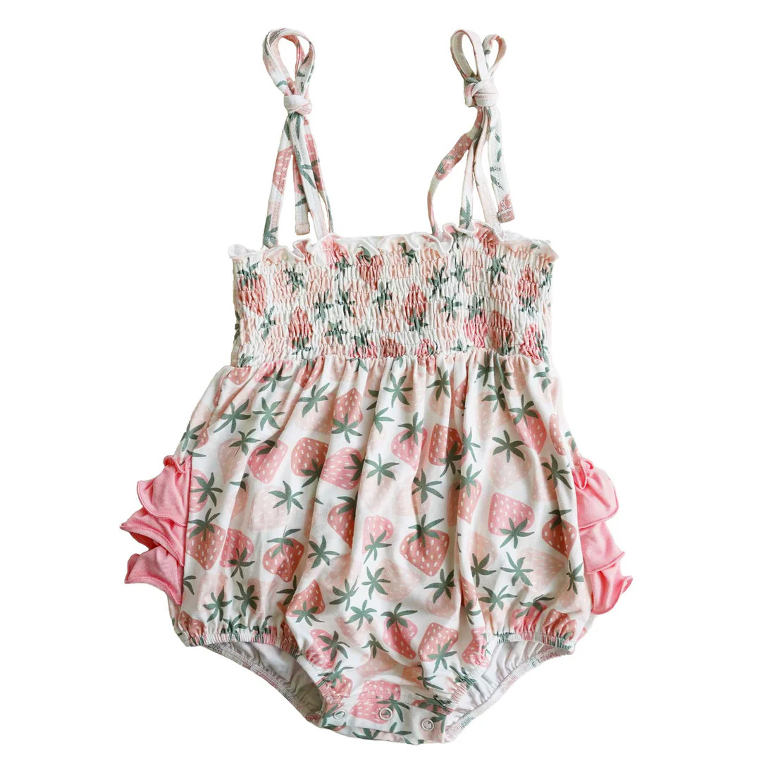 Berry Happy Smocked Bubble Romper | Caden Lane