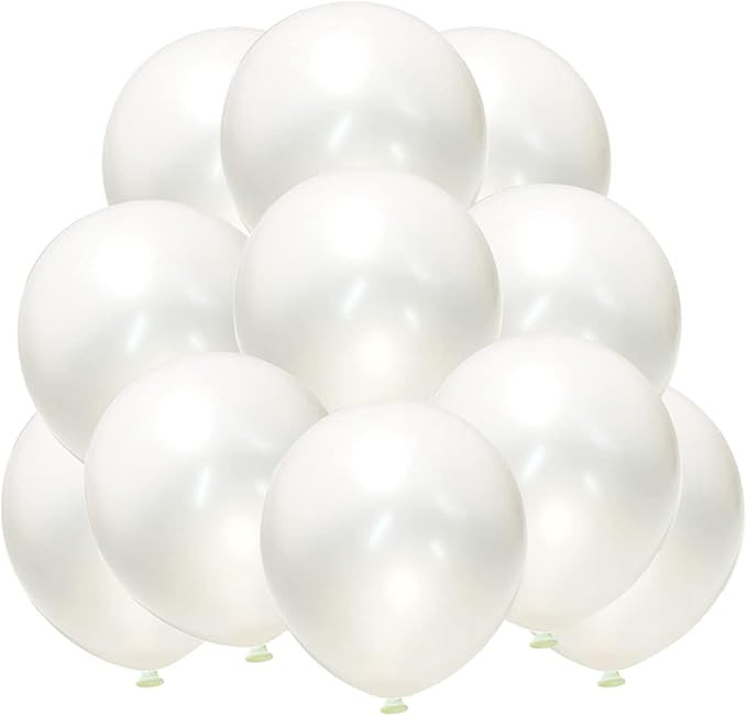 Pearl White Balloons 12 Inch 50PCS Matte White Balloons Round Pearlized White Latex Balloons for ... | Amazon (US)