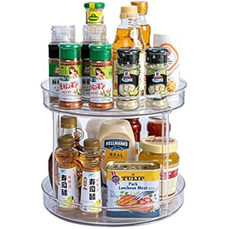KaryHome 2 Tier Lazy Susan Turntable, Lazy Susan Cabinet Organizer for Pantry , Plastic Lazy Susan S | Amazon (US)