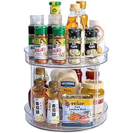 KaryHome 2 Tier Lazy Susan Turntable, Lazy Susan Cabinet Organizer for Pantry , Plastic Lazy Susan S | Amazon (US)