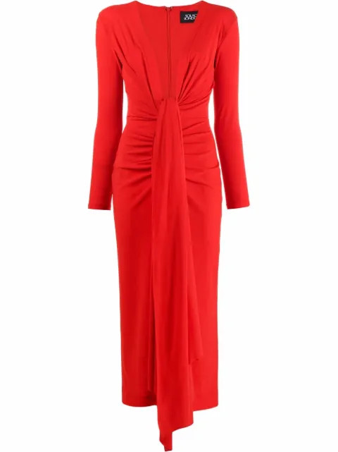 Lorena twisted-front midi dress | Farfetch (US)