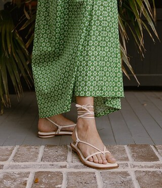 x Style by Simkins Hampton Leather Ankle Wrap Flat Sandals | Dillard's