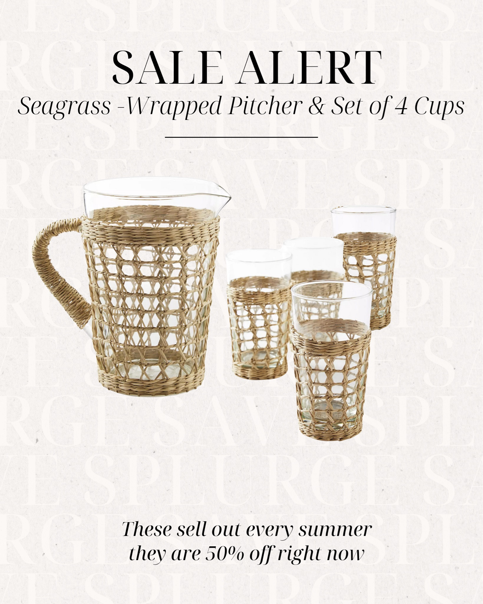 Serena and Lily Sale Alert  - Seagrass Pitcher - Seagrass Glasses set of 4 - Sale alert - Summer trend - summer decor trend 

#LTKMostLoved #LTKhome #LTKstyletip