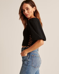 Women's Lace-Up Poplin Corset Scoopneck Top | Women's Tops | Abercrombie.com | Abercrombie & Fitch (US)