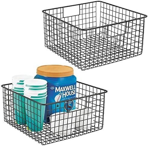 mDesign Farmhouse Decor Metal Wire Food Organizer Storage Bin Baskets with Handles for Kitchen Cabin | Amazon (US)
